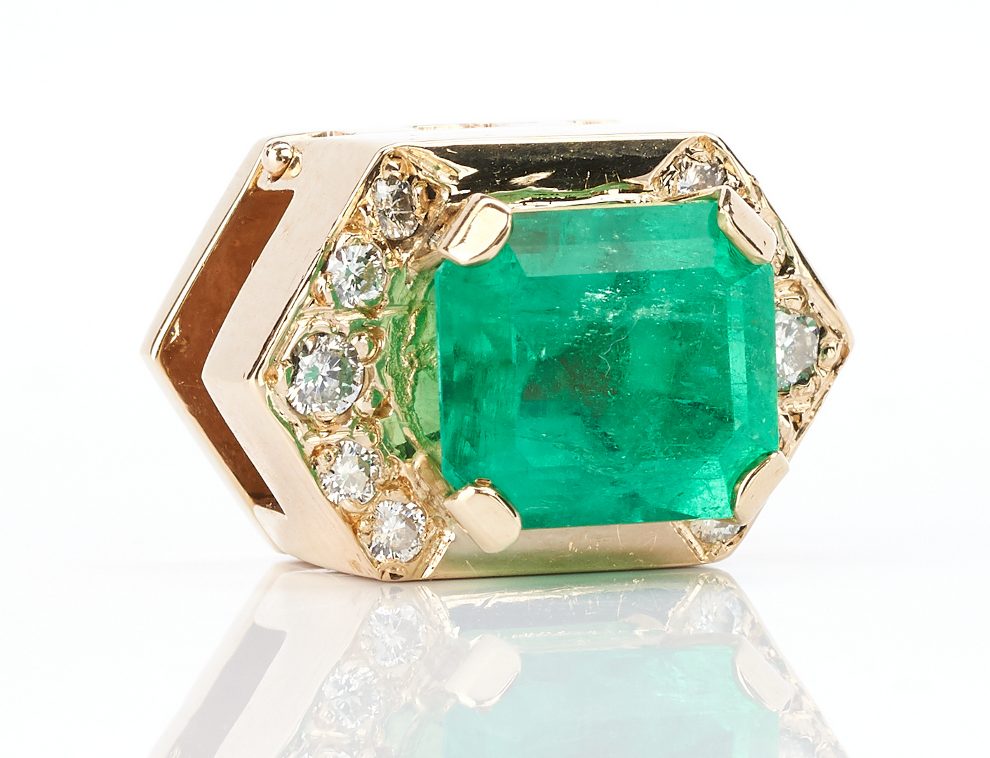 Lot 227: Ladies 14K Emerald & Diamond Slide Pendant