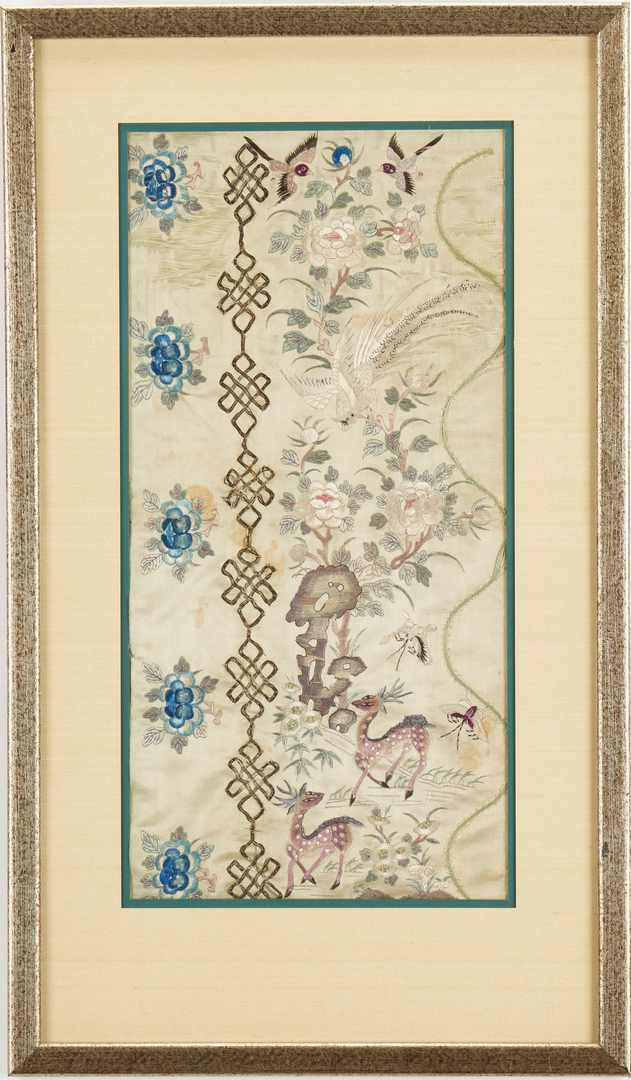 Lot 23: 4 Chinese Embroideries, incl. 2 w/ Deer