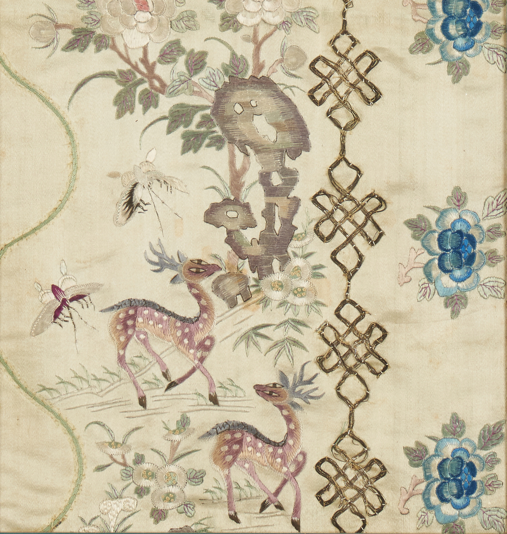 Lot 23: 4 Chinese Embroideries, incl. 2 w/ Deer