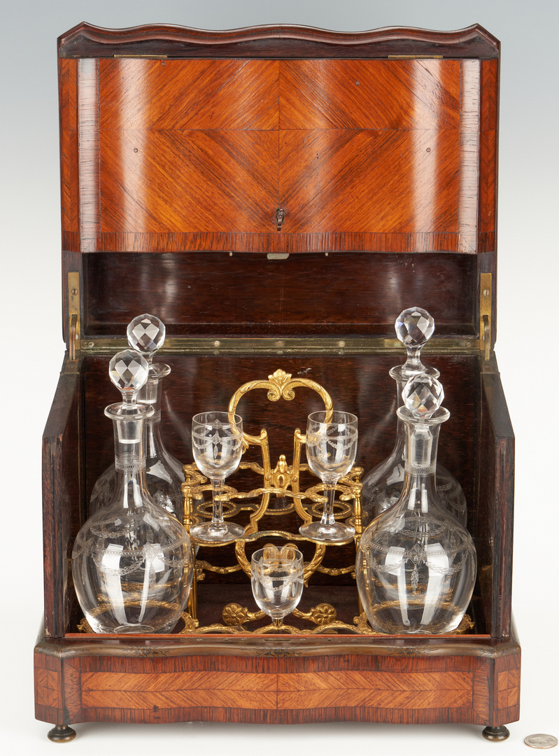 Lot 253: European Tantalus or Portable Liquor Cabinet