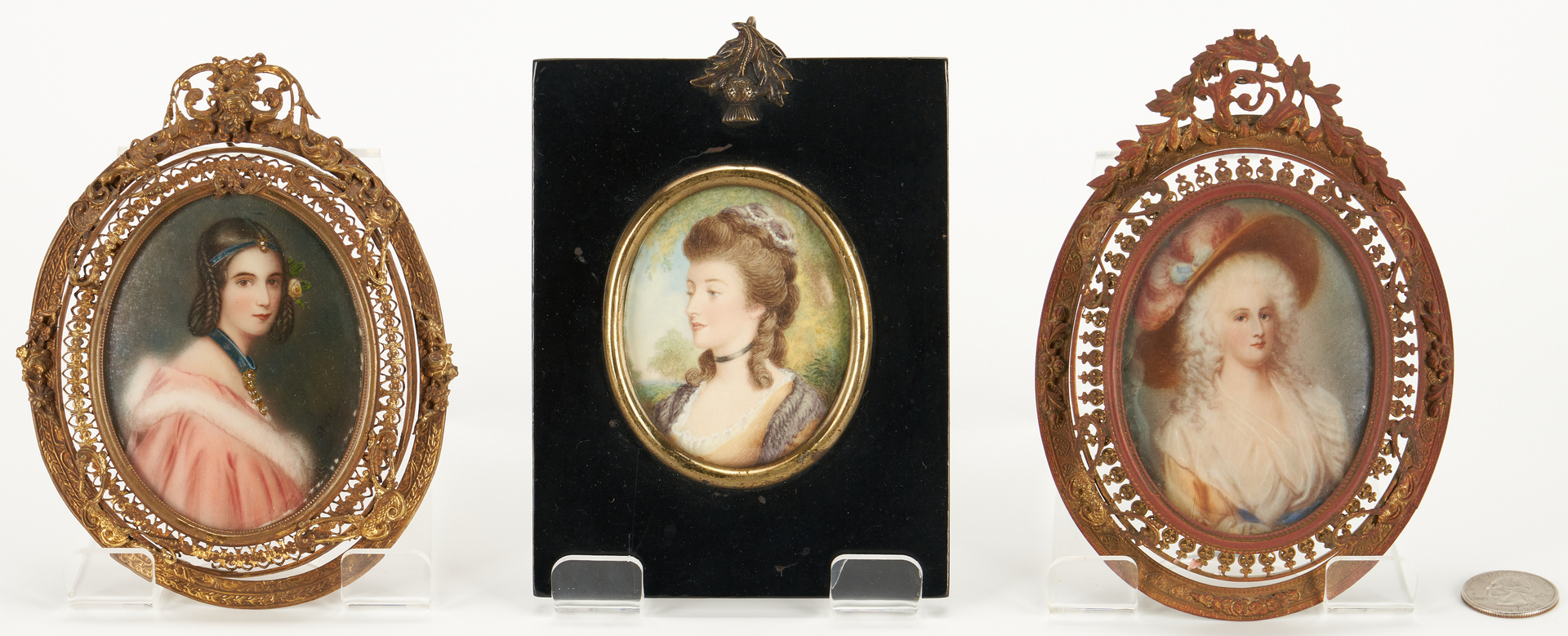 Lot 256: 3 Miniature Portraits, incl. Lady Blount