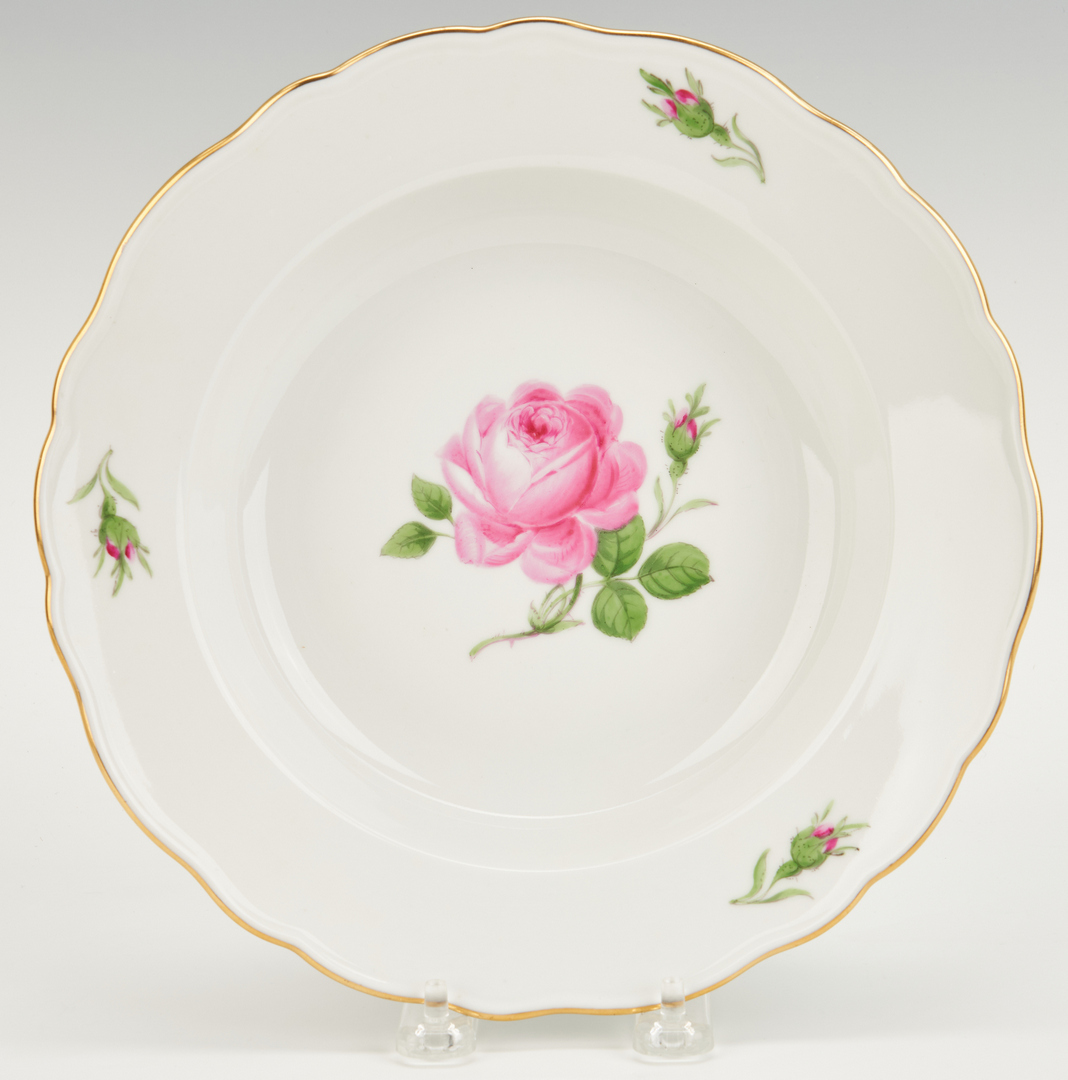 Lot 263: Large Meissen Dinnerware Service, Pink Rose Pattern
