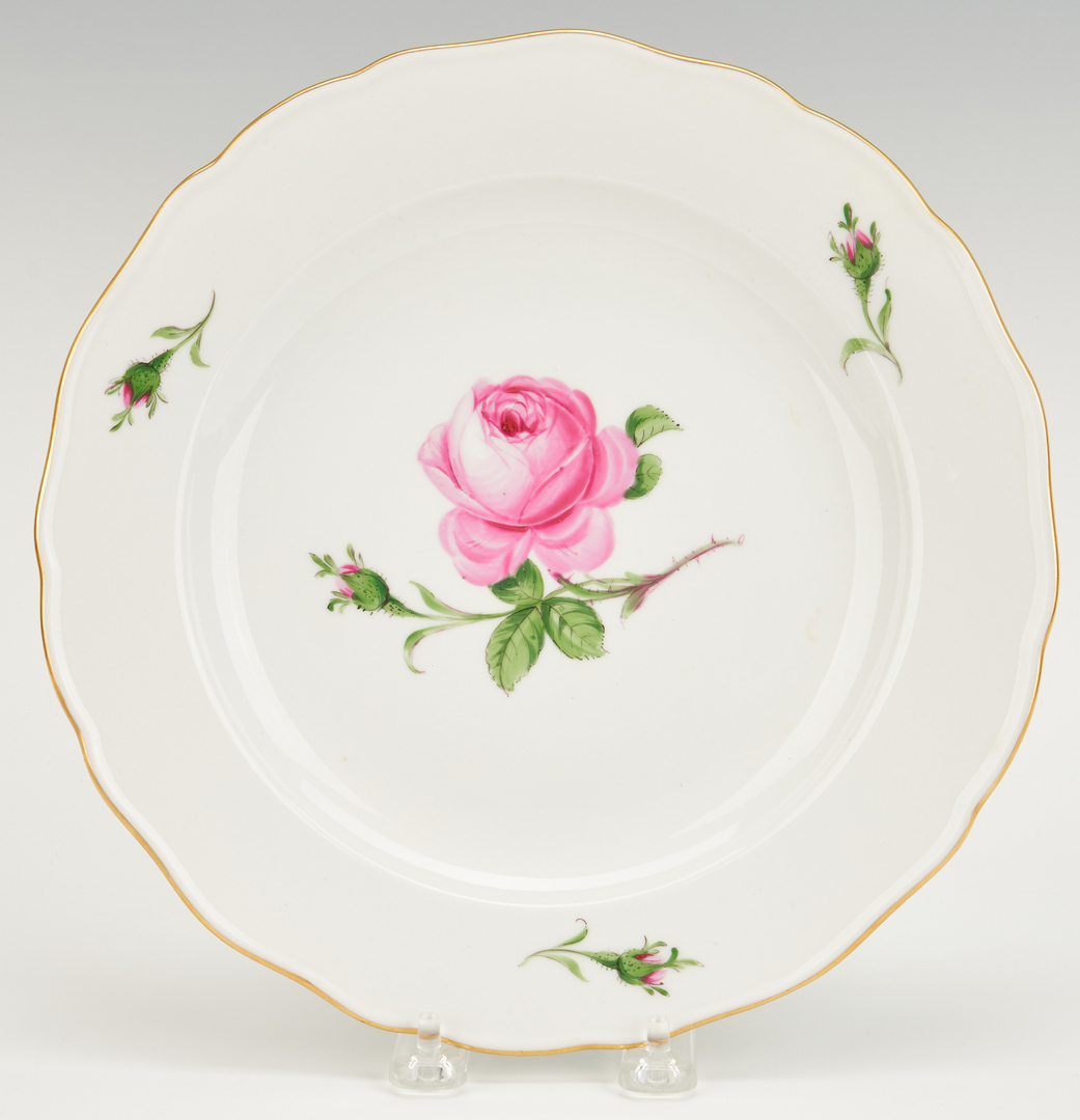 Lot 263: Large Meissen Dinnerware Service, Pink Rose Pattern
