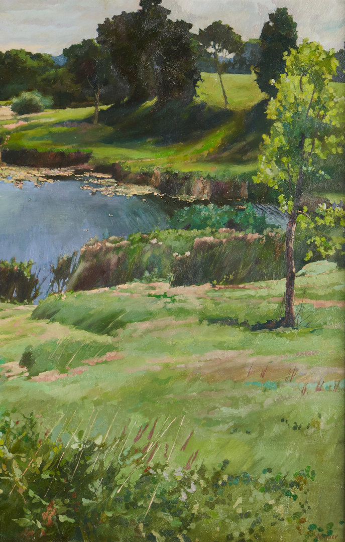 Lot 276: David Akhriev O/C Landscape Painting, Georgia Farm