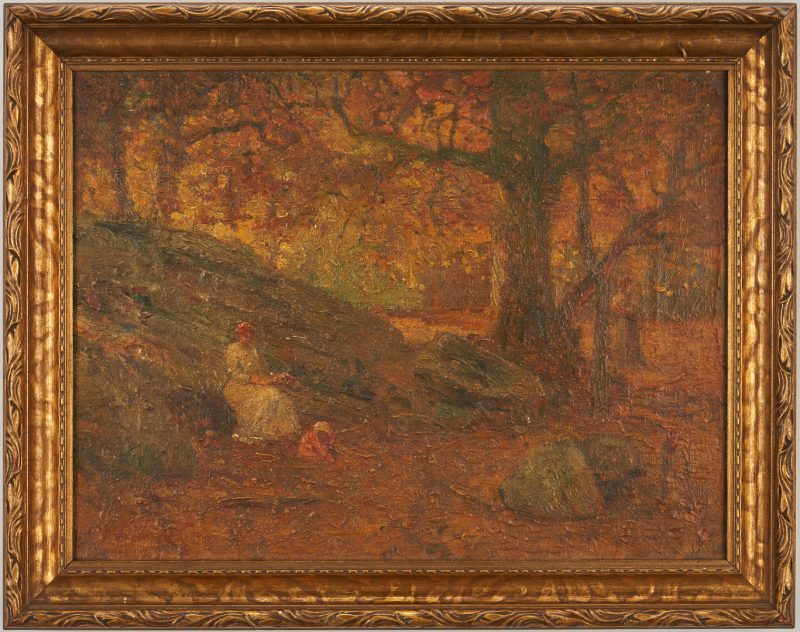 Lot 293: Benjamin Eggleston O/C, Autumn in the Woods