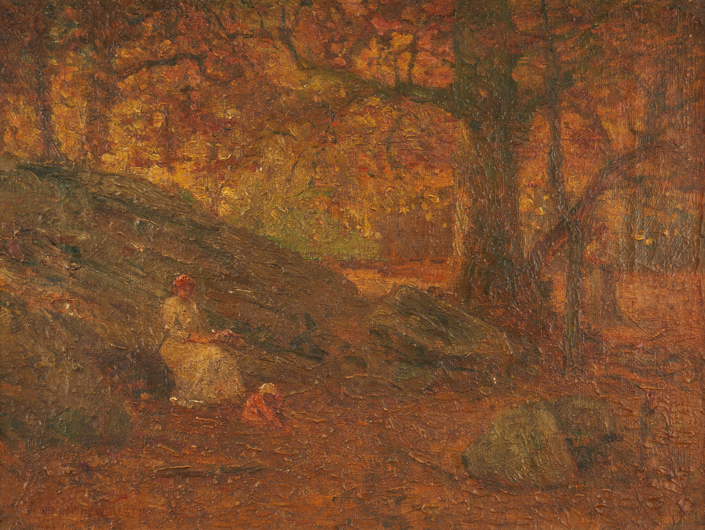 Lot 293: Benjamin Eggleston O/C, Autumn in the Woods