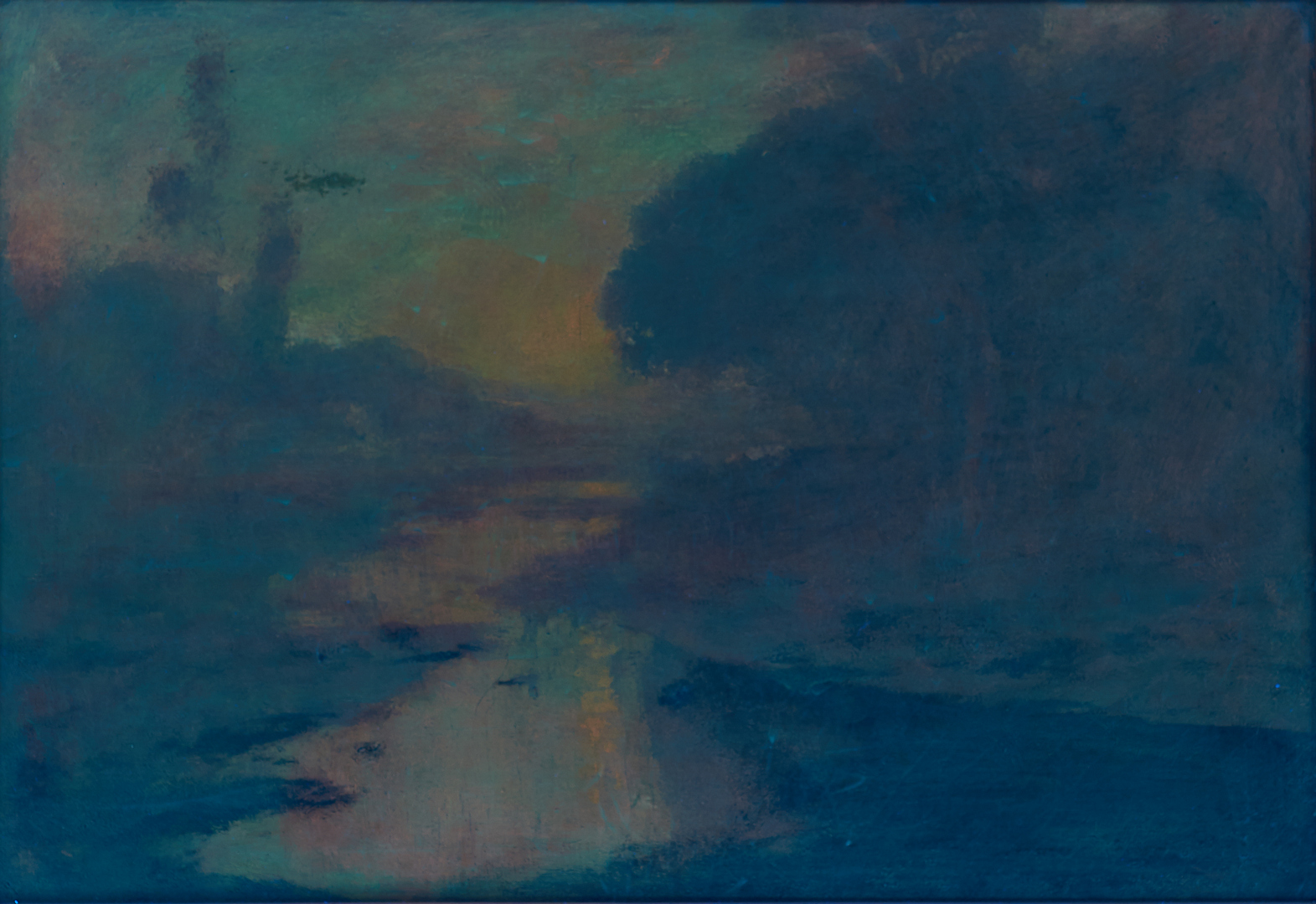 Lot 297: William Keith O/C, River Landscape at Sunset