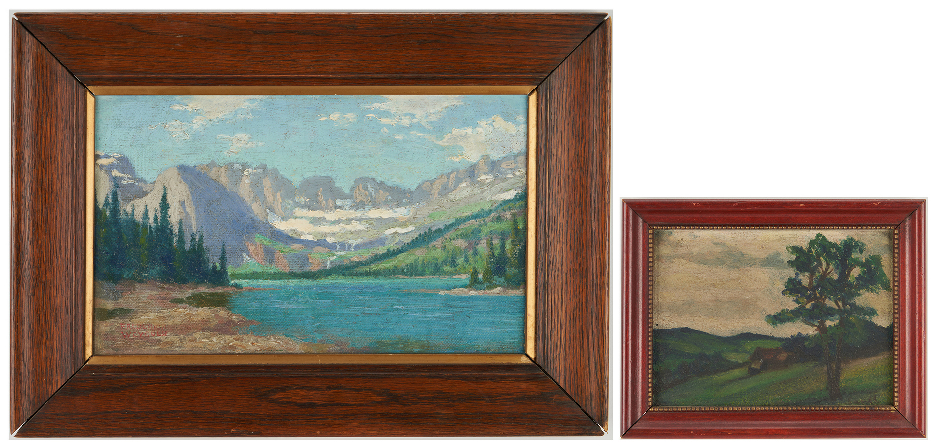Lot 298: 2 Small Landscape Paintings, incl. Frederick Weygold