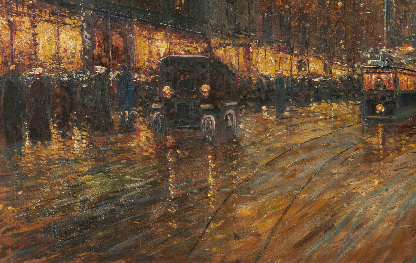 Lot 312: Early 20th c. Parisian O/C Street Scene, Signed
