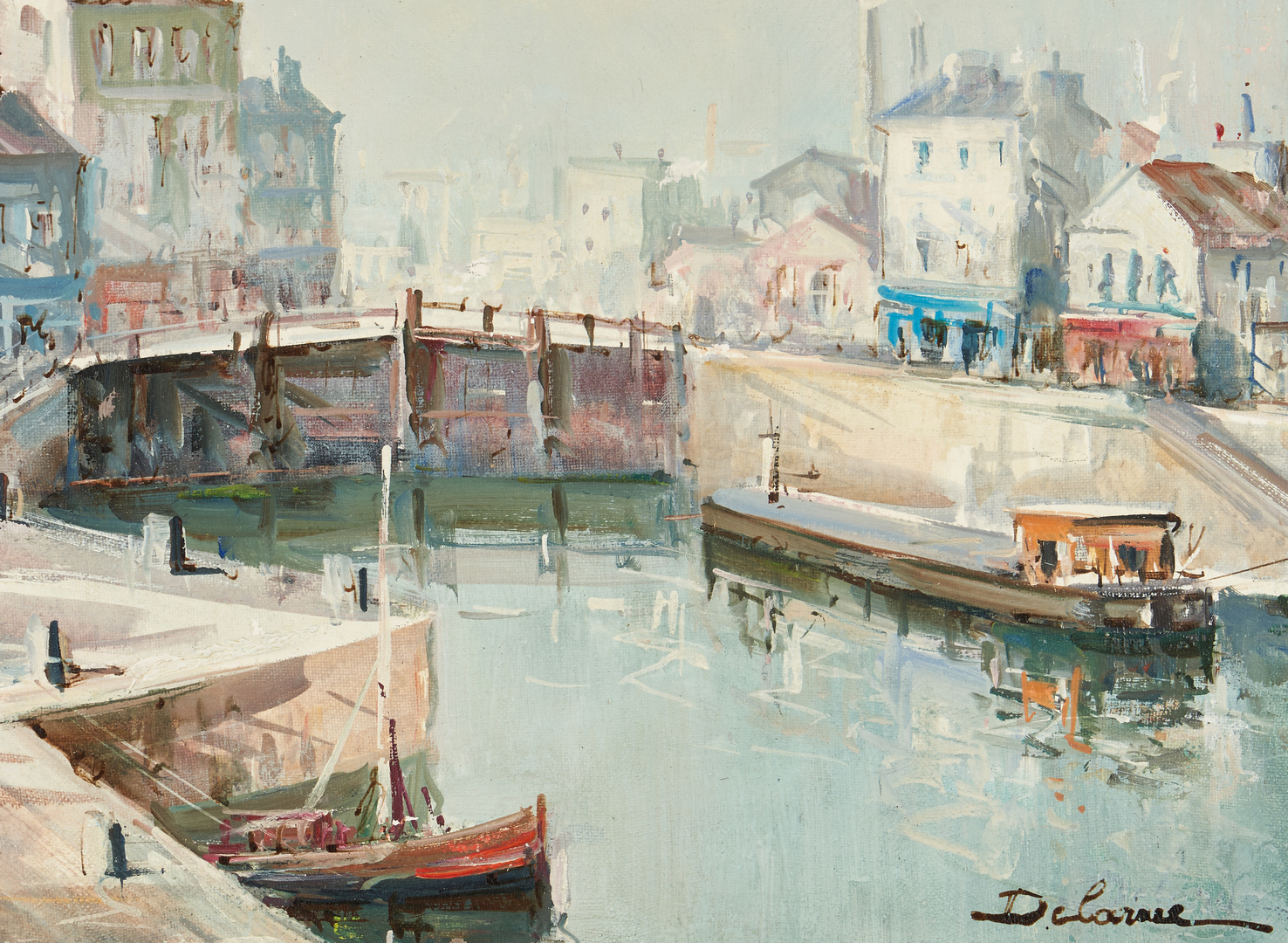Lot 314: Lucien Delarue Oil of Canal St. Martin