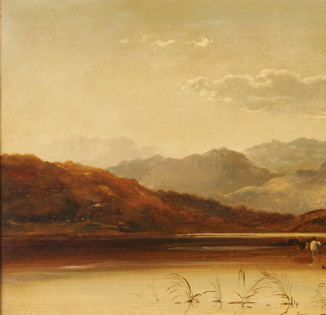 Lot 319: Attr. Charles Leslie, O/C Landscape with figures and cattle