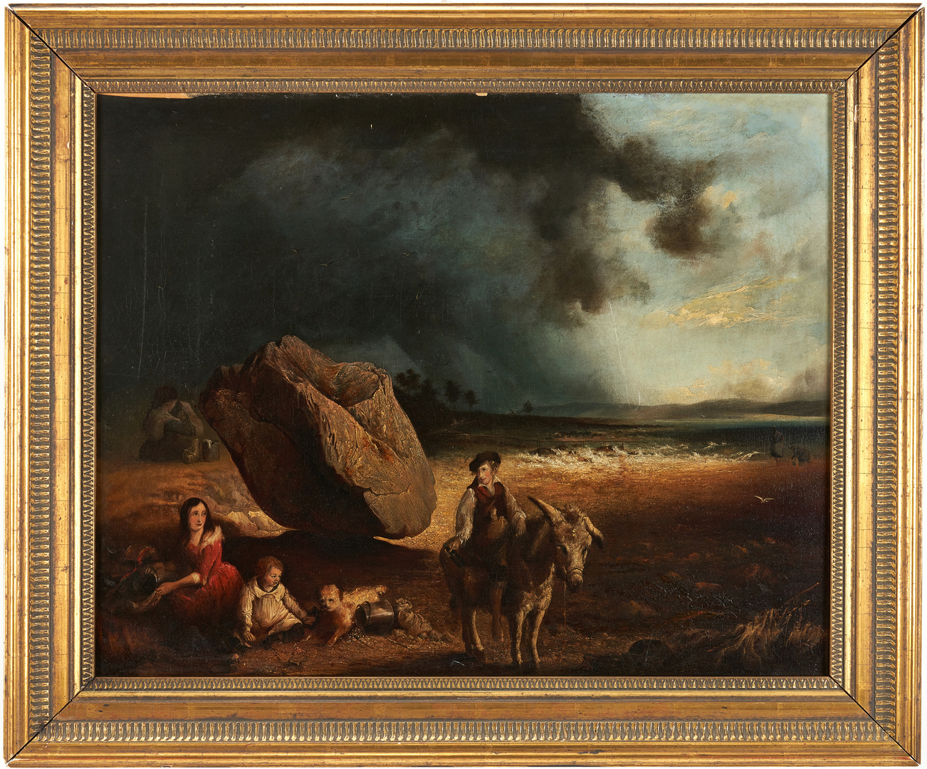 Lot 320: Attr. James Burgess, Figures in an Approaching Storm