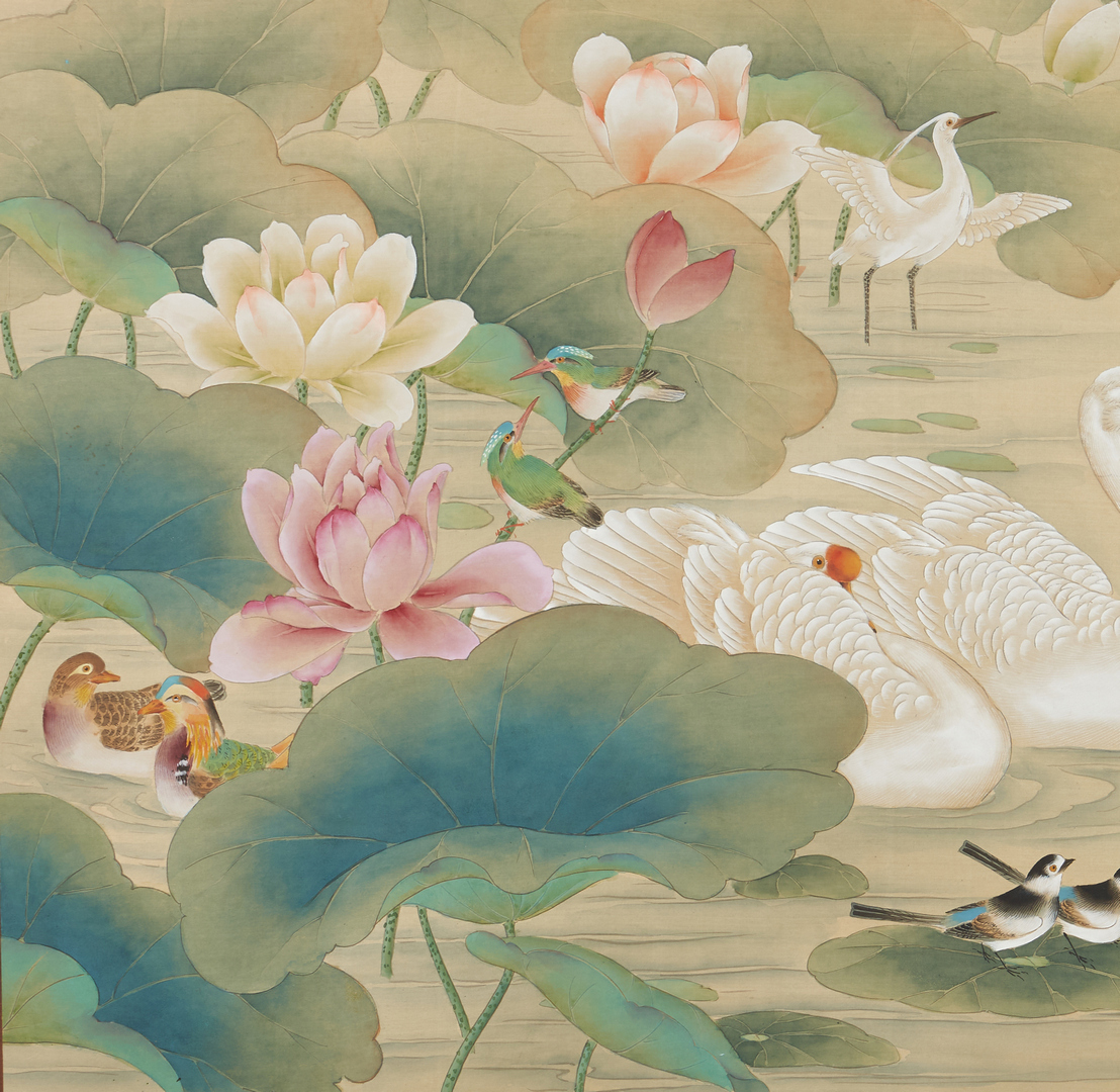 Lot 324: 2 Asian Gouache Paintings + Watercolor on silk