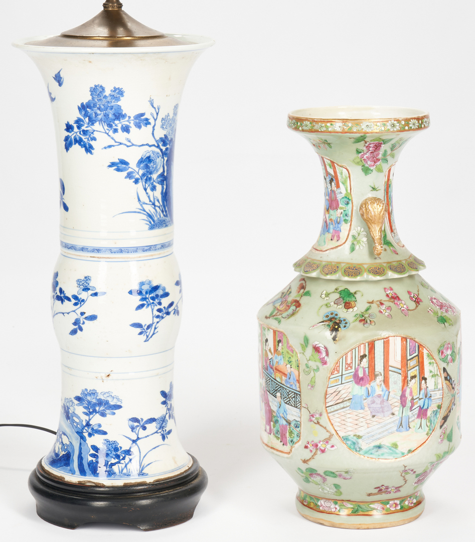 Lot 329: 2 Chinese Vases, incl. Gu Vase Lamp