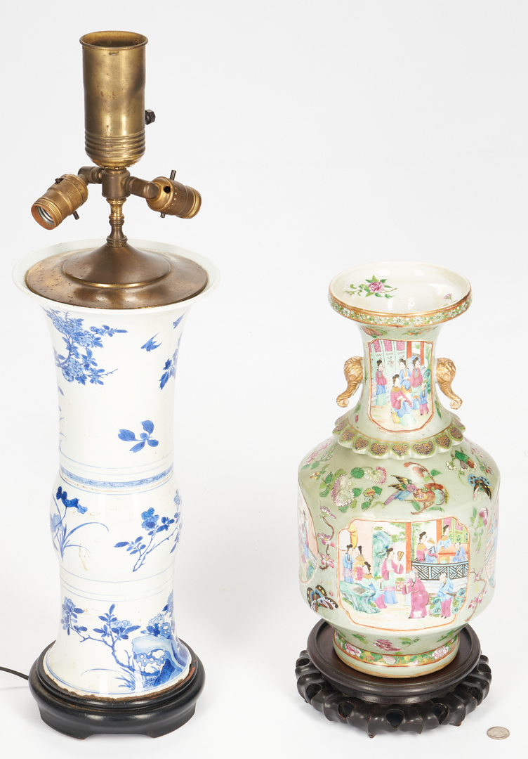 Lot 329: 2 Chinese Vases, incl. Gu Vase Lamp