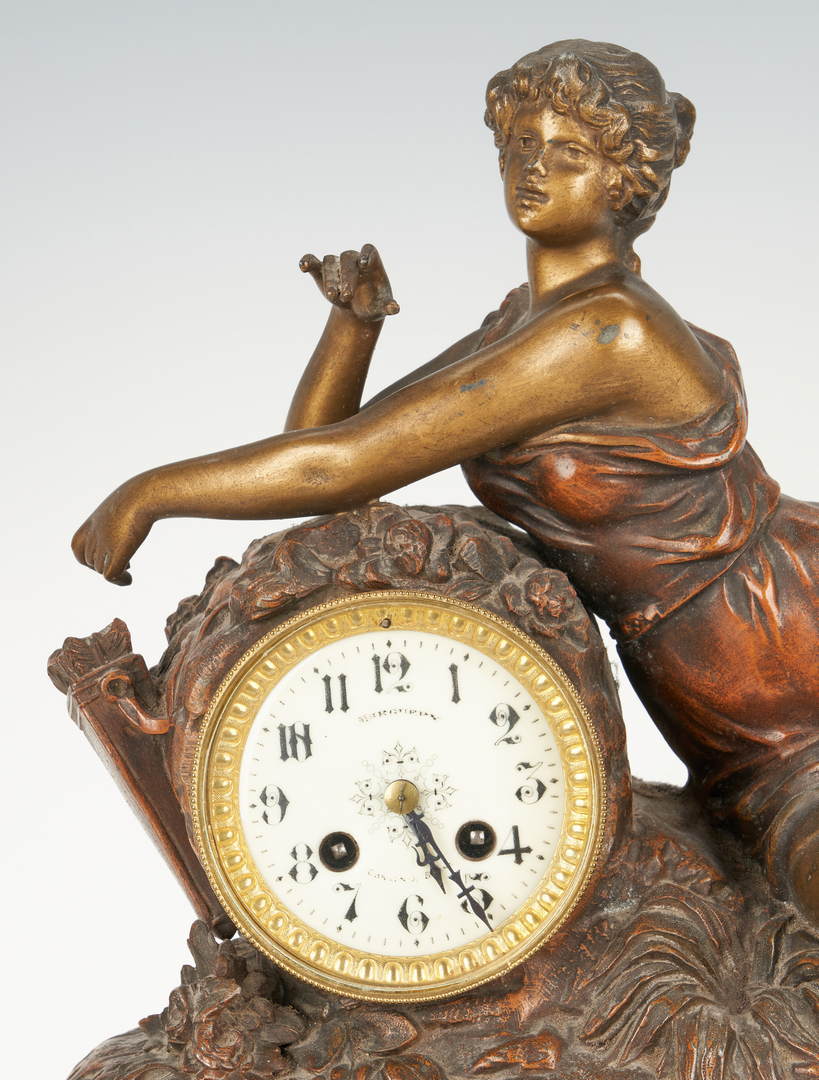 Lot 332: 3 Pc. French Figural Clock Garniture Set