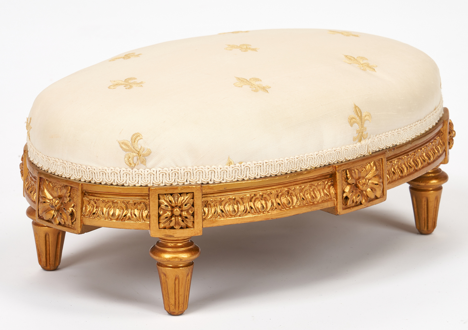 Lot 337: Pair of French Louis XVI Style Fauteuils & Footstool