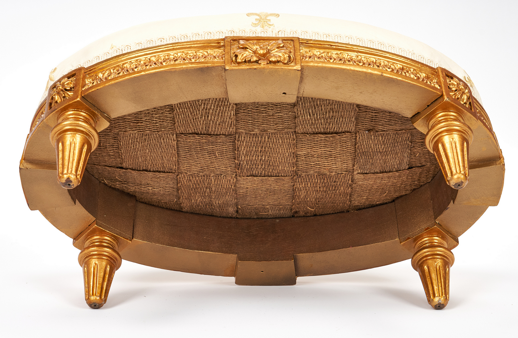 Lot 337: Pair of French Louis XVI Style Fauteuils & Footstool