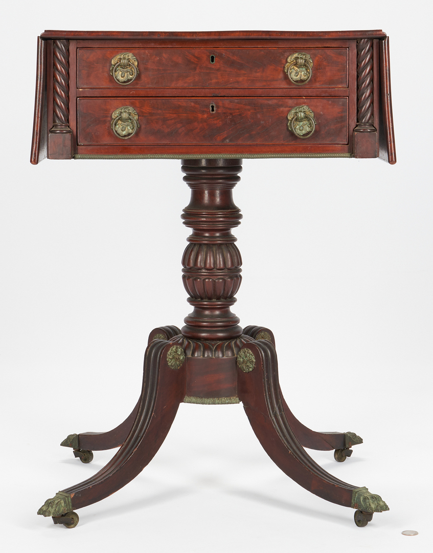 Lot 344: American Classical Dropleaf Sewing Table