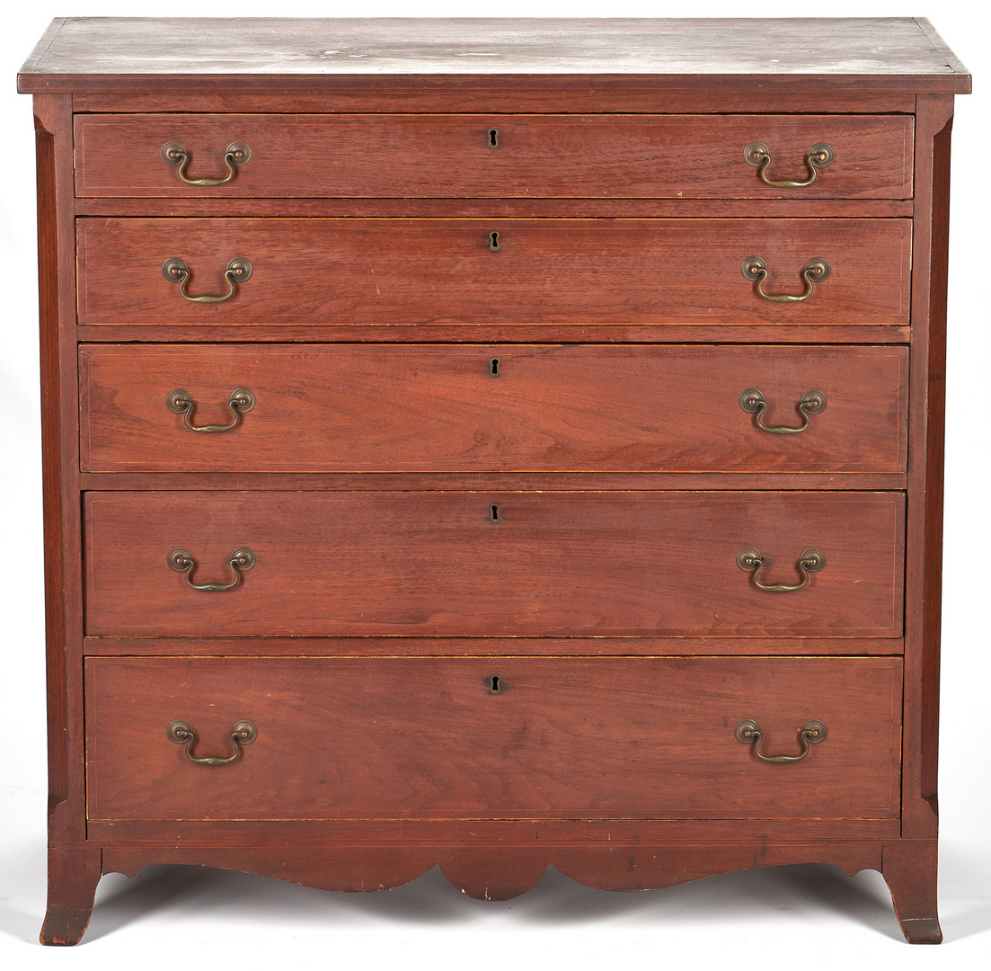 Lot 346: Federal Inlaid Hepplewhite Chest of Drawers