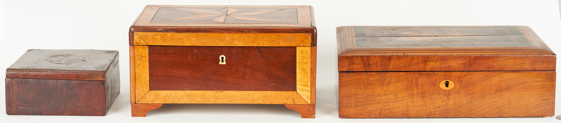 Lot 352: 3 Boxes with Inlaid Tops, incl. Lap Desk