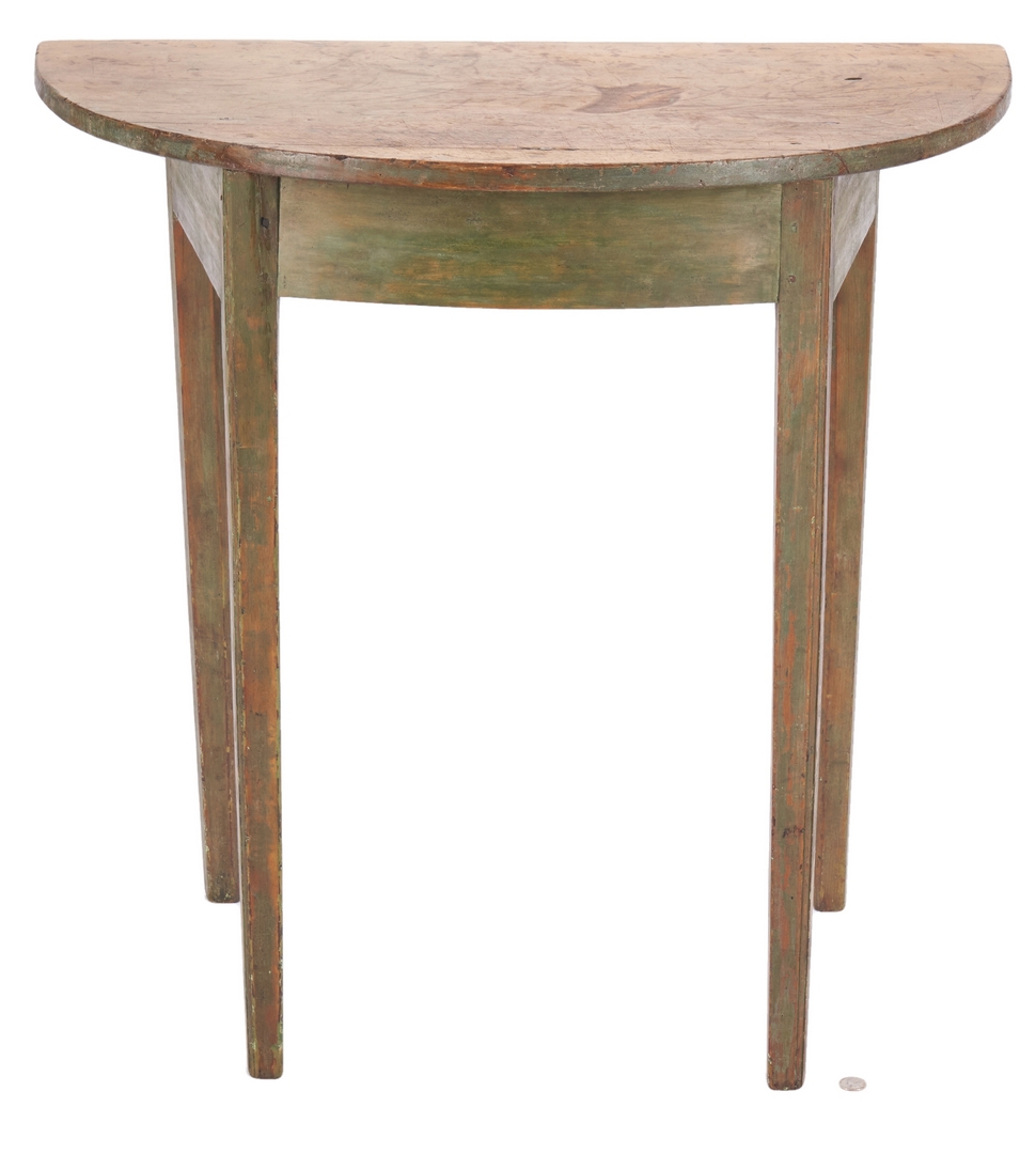 Lot 357: Painted Hepplewhite Demilune Table, Poss. Southern