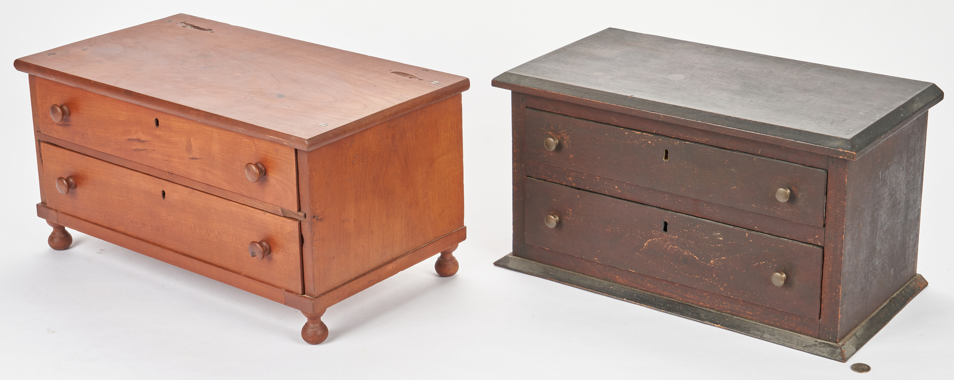 Lot 363: 2 Southern Cherry and Walnut Two-Drawer Storage Cabinets