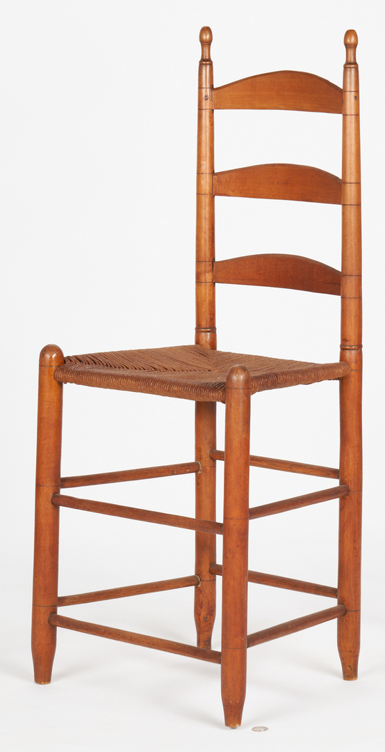 Lot 371: 3 East TN Ladderback Chairs & Miniature Chest