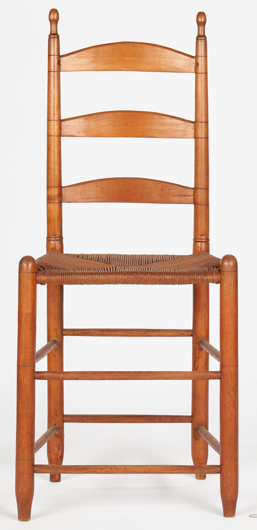 Lot 371: 3 East TN Ladderback Chairs & Miniature Chest