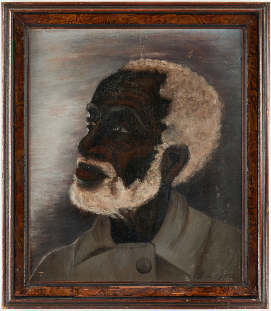 Lot 376: Folk Art O/B Portrait of a Black Man