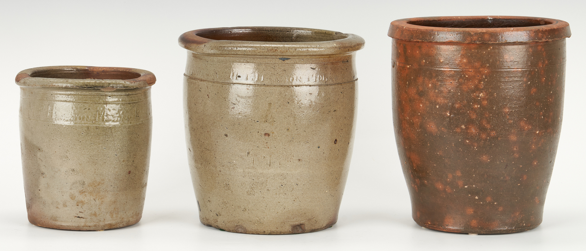 Lot 401: 3 East TN Pottery Jars, Harmon & Weaver