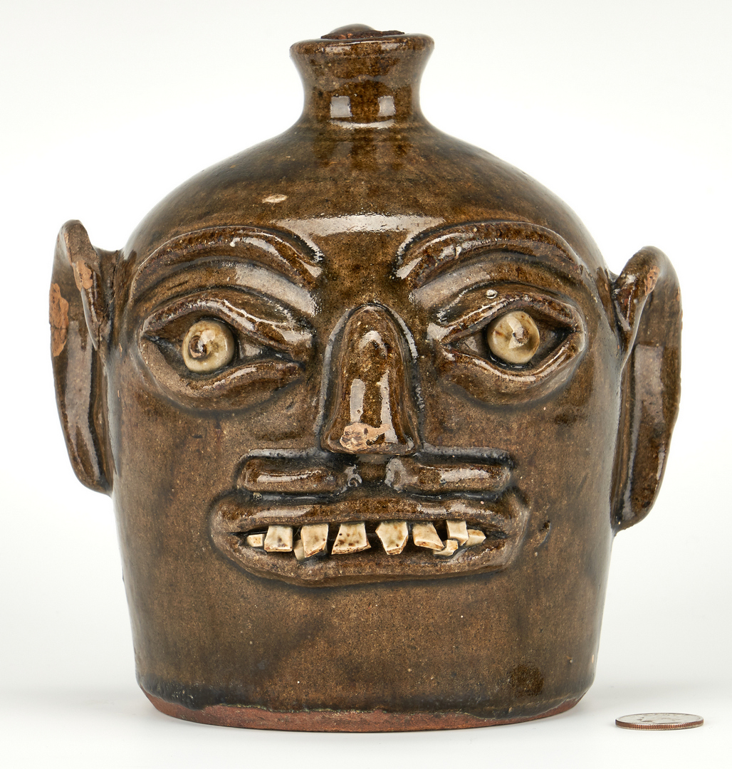 Lot 404: NC Southern Pottery Face Jug, H. F. Reinhardt