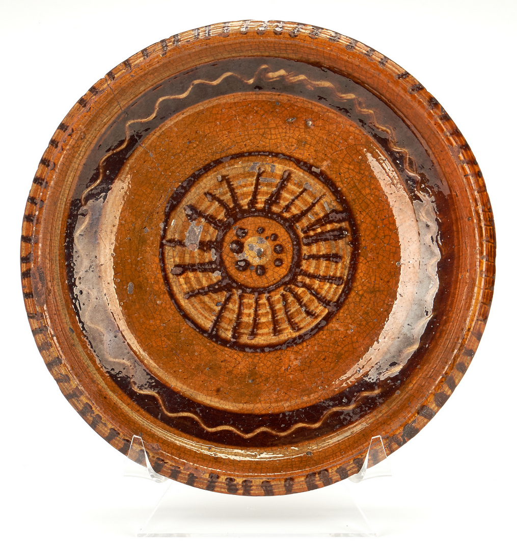 Lot 405: NC Earthenware Slip Decorated Plate