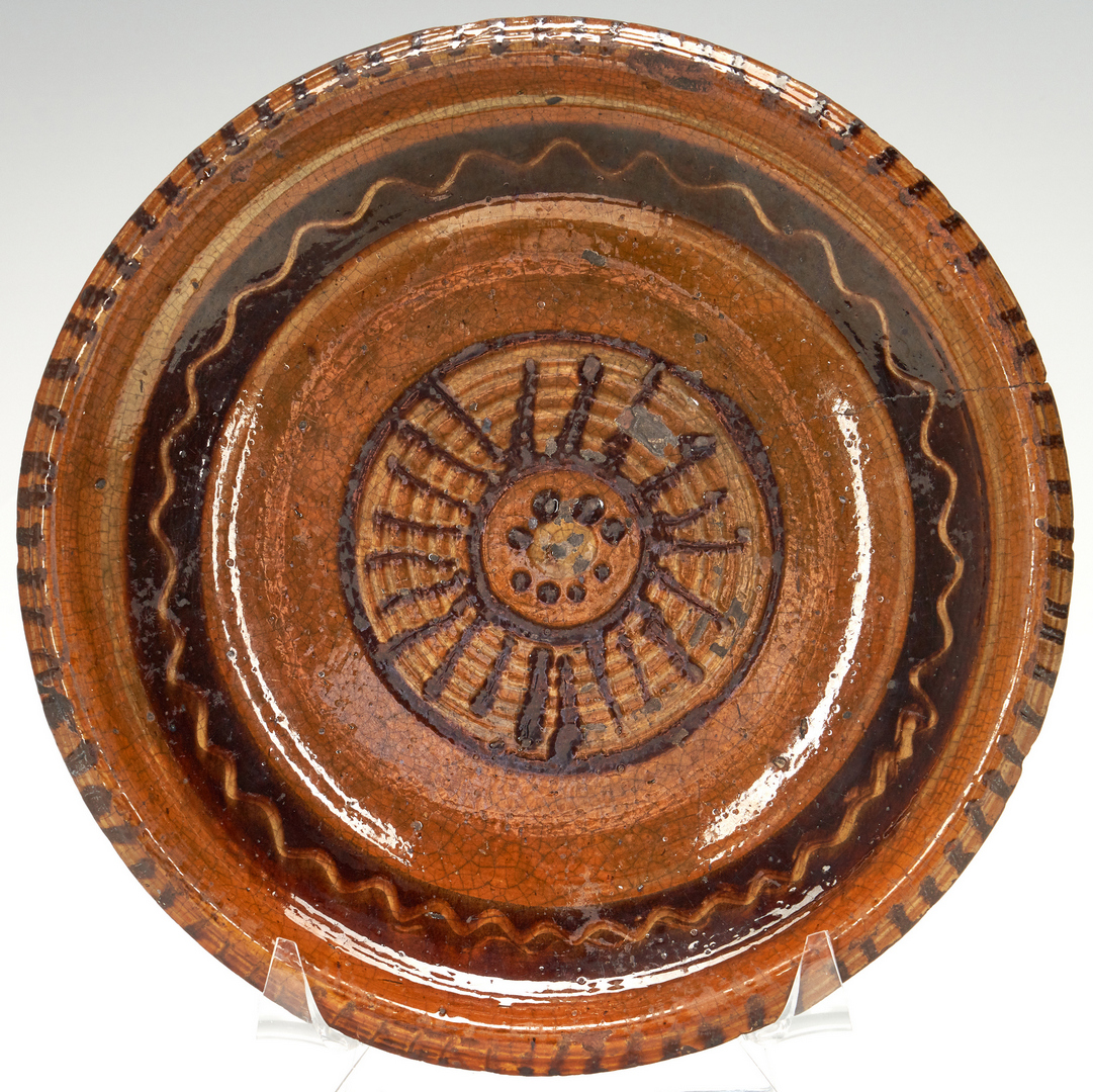 Lot 405: NC Earthenware Slip Decorated Plate
