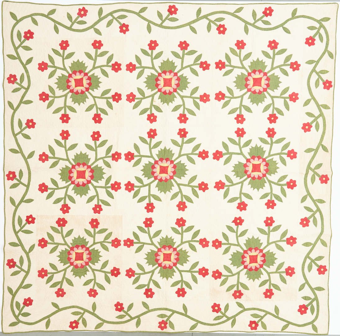 Lot 413: Southern/East TN Quilt, Whig Rose Pattern