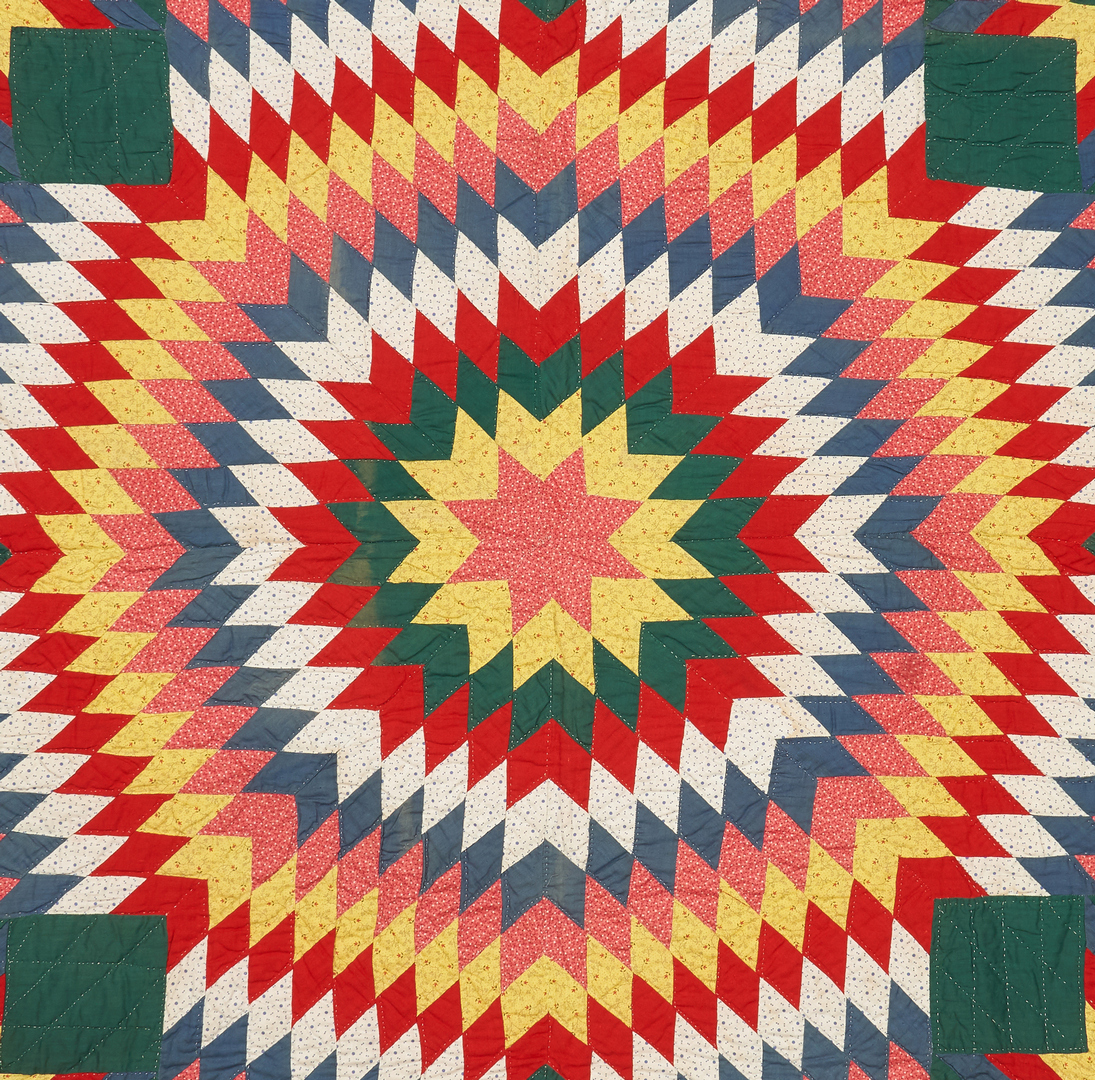 Lot 414: American Pieced Cotton Quilt, Star of Bethlehem