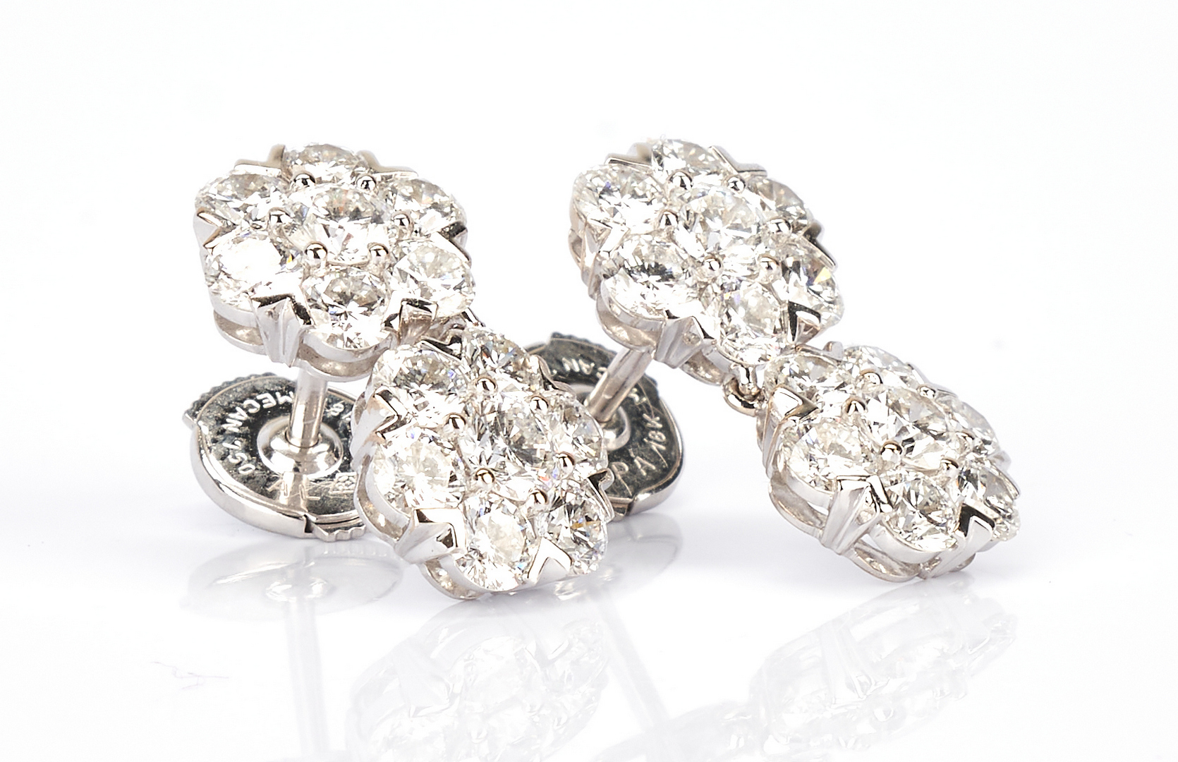 Lot 423: Ladies 18K Diamond Van Cleef & Arpels Pierced Earrings