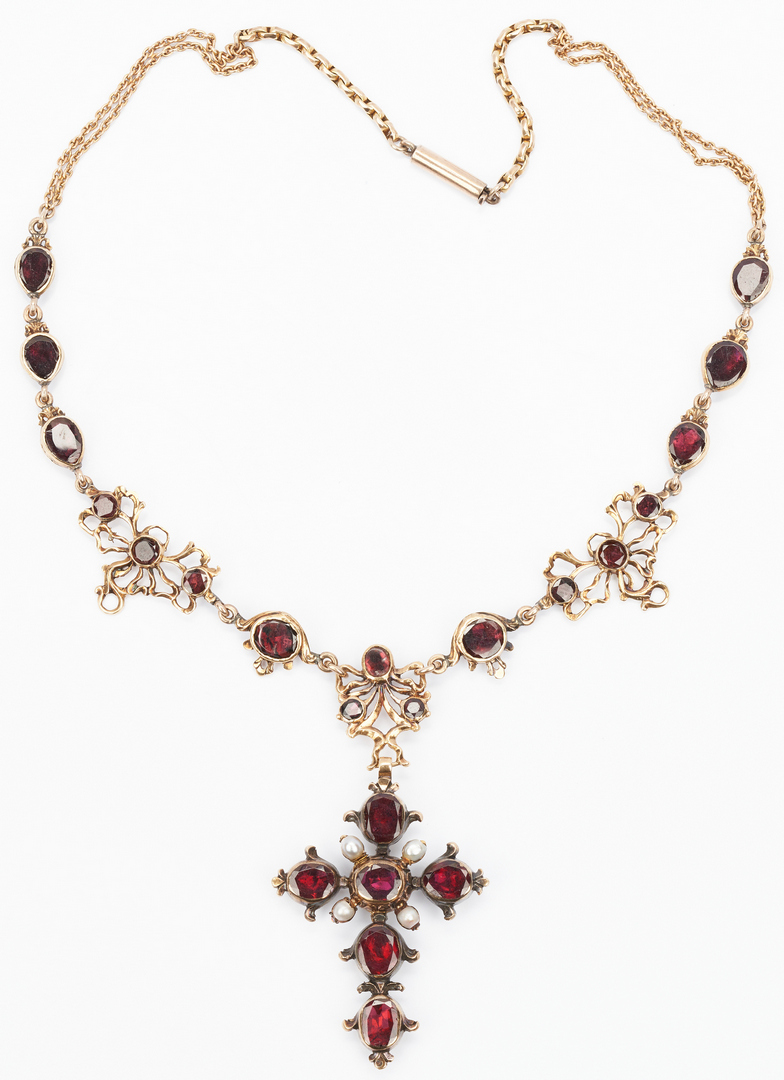 Lot 430: Garnet & 14K YG Austro-Hungarian Period Necklace