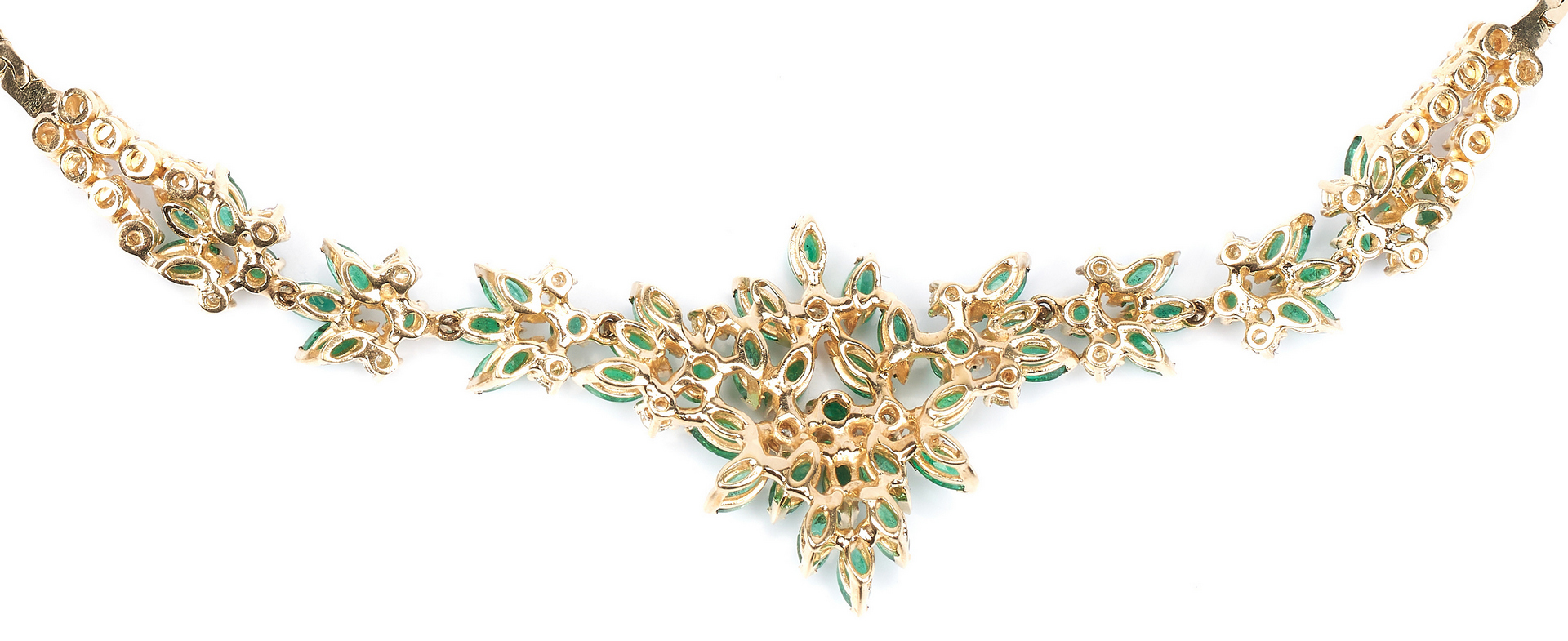 Lot 435: Ladies Emerald & Diamond Floral Necklace