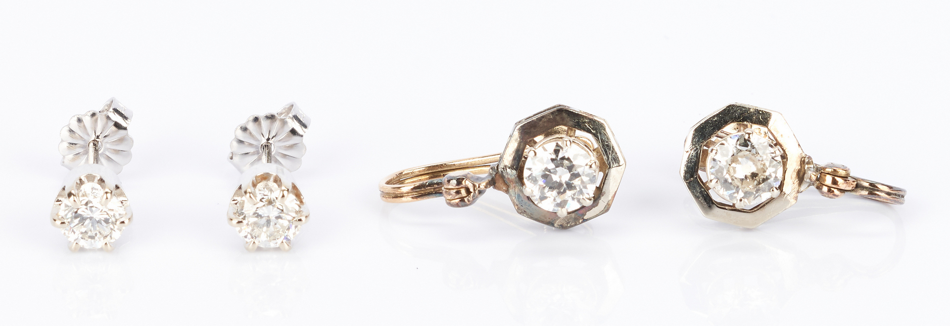 Lot 438: 2 Ladies Pairs of Diamond and Gemstone Earrings