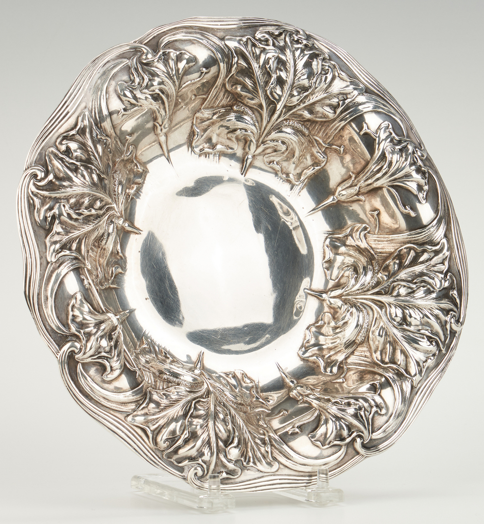 Lot 468: Art Nouveau Silver Bowl, Repousse Tray & 2 Tazzas