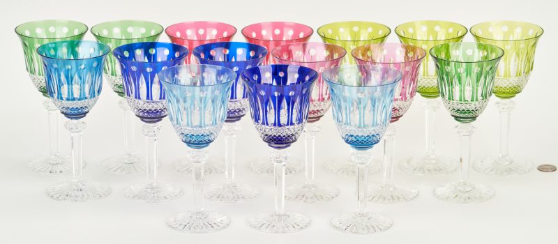 Lot 470: 16 St. Louis Crystal Goblets, Multicolored