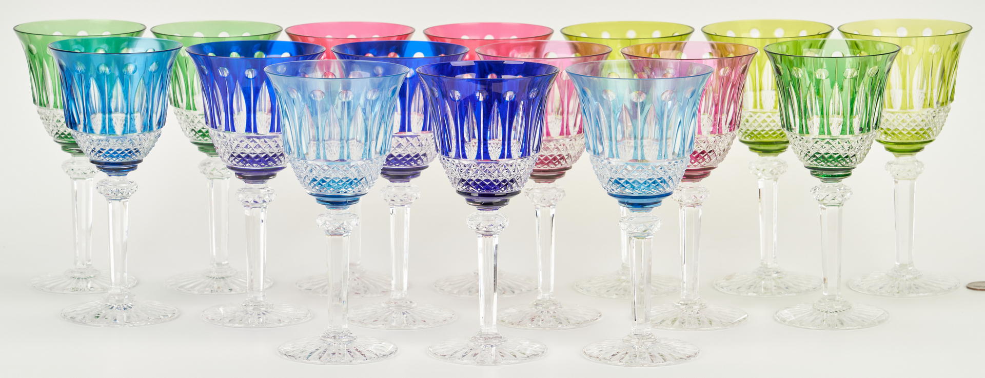 Lot 470: 16 St. Louis Crystal Goblets, Multicolored