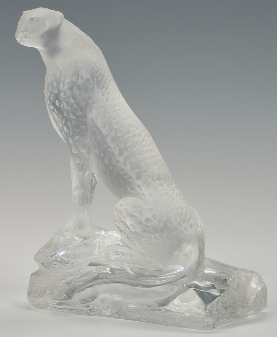 Lot 475: Lalique Tancrede Crystal Cheetah on Rocks