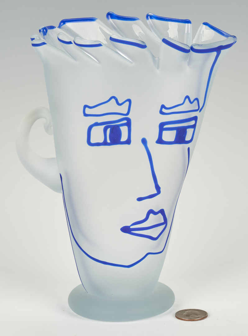 Lot 490: Richard Jolley Art Glass Vase or Pitcher w/ Face