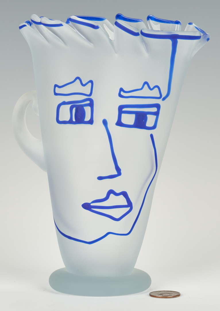 Lot 490: Richard Jolley Art Glass Vase or Pitcher w/ Face