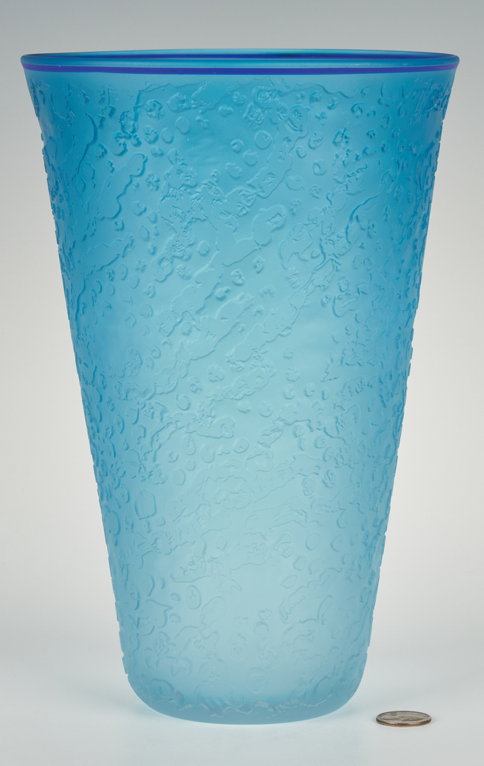 Lot 491: Large Tommie Rush Blue Art Glass Vase