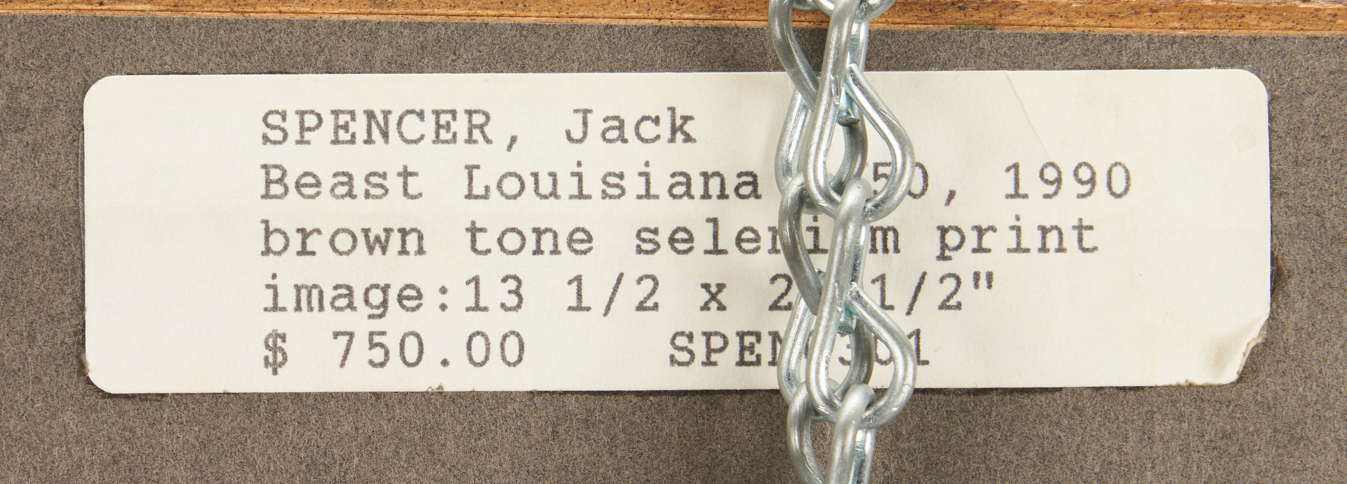 Lot 521: Jack Spencer Photograph, Beast Louisiana