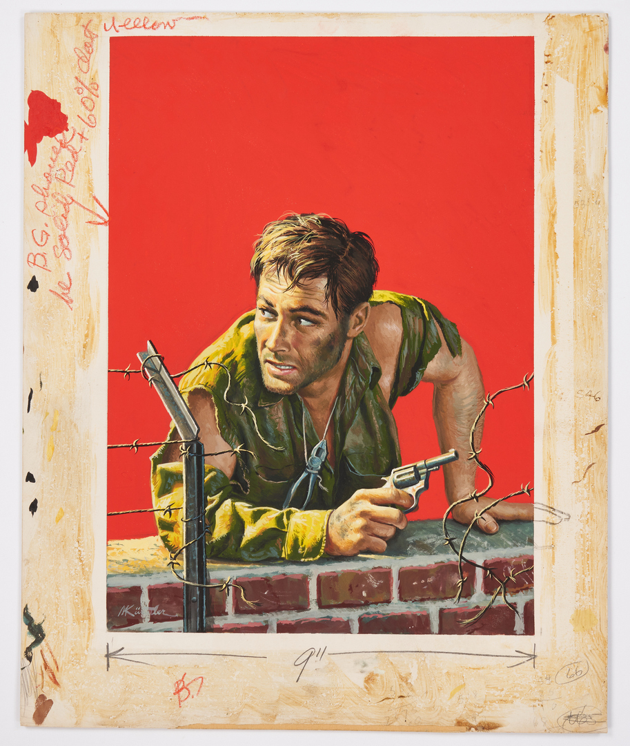 Lot 530: Mort Kunstler Gouache Illustration, "The Hunt for Comrade Coudert"