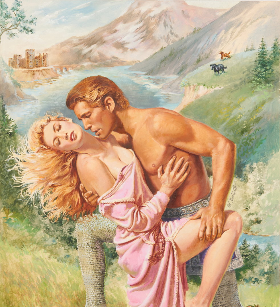 Lot 538: 3 Romance Book Cover Illustrations, incl. Ron Lesser